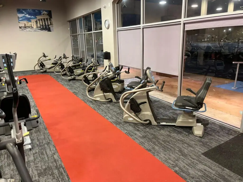 The Montgomery Cardiovascular Associates fitness center showing the exercise bikes